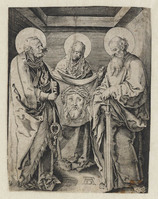 KG 00562
<br/>
De zweetdoek van Veronica met Petrus en Paulus
<br/>
<em>Dürer, Albrecht (1471-1528) - copie naar</em>
